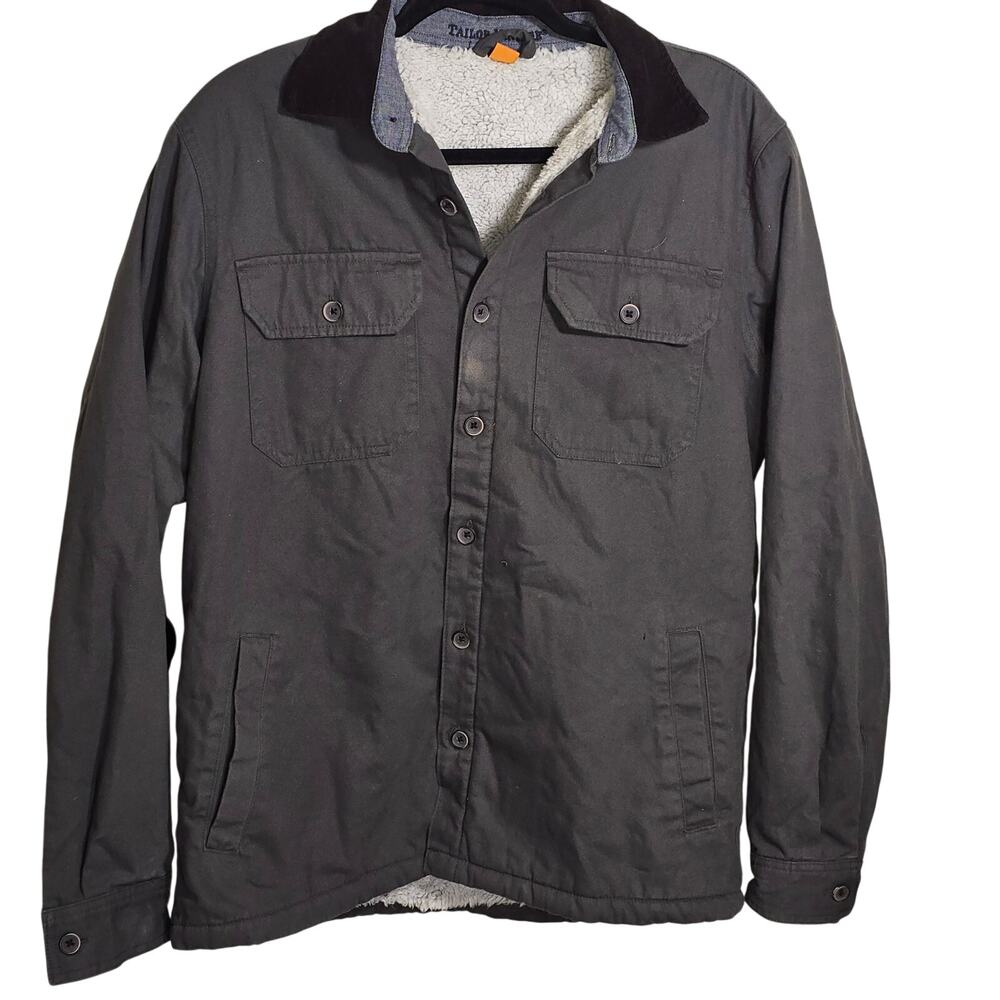 Taylor Vintage Canvas Shacket with Sherpa Lining Dark Gray Work Outdoors Med